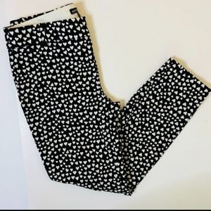 J.Crew Mercantile Black Heart Print Cropped Straight Leg Pant